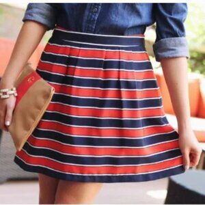 J Crew Navy Orange Red White Striped Mini Skirt 0